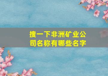 搜一下非洲矿业公司名称有哪些名字