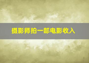 摄影师拍一部电影收入