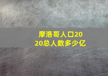 摩洛哥人口2020总人数多少亿