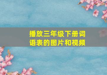 播放三年级下册词语表的图片和视频