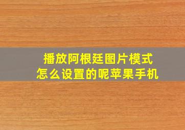 播放阿根廷图片模式怎么设置的呢苹果手机