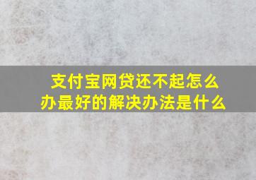 支付宝网贷还不起怎么办最好的解决办法是什么