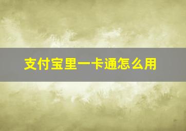 支付宝里一卡通怎么用