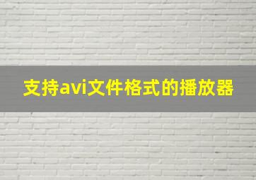 支持avi文件格式的播放器