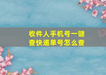 收件人手机号一键查快递单号怎么查