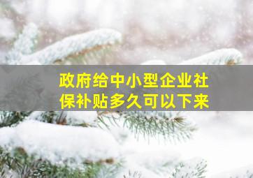 政府给中小型企业社保补贴多久可以下来