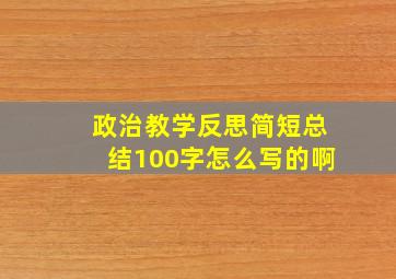 政治教学反思简短总结100字怎么写的啊