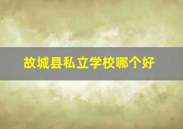 故城县私立学校哪个好