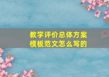 教学评价总体方案模板范文怎么写的