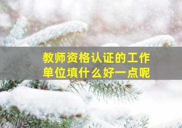 教师资格认证的工作单位填什么好一点呢