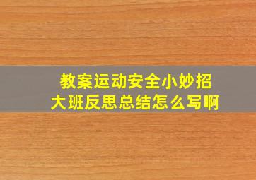 教案运动安全小妙招大班反思总结怎么写啊