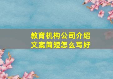 教育机构公司介绍文案简短怎么写好