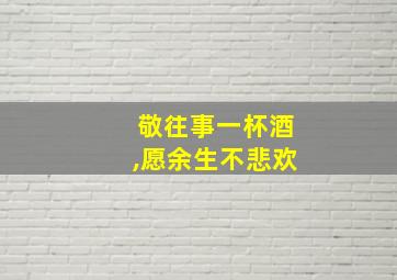 敬往事一杯酒,愿余生不悲欢