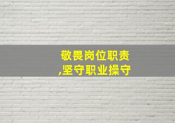 敬畏岗位职责,坚守职业操守