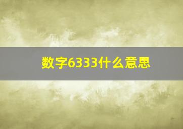 数字6333什么意思