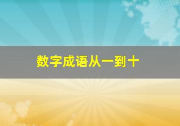 数字成语从一到十