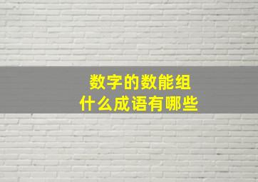 数字的数能组什么成语有哪些