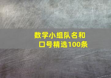 数学小组队名和口号精选100条