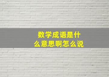 数学成语是什么意思啊怎么说