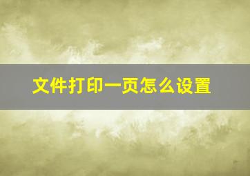 文件打印一页怎么设置