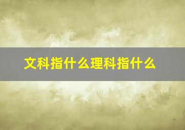 文科指什么理科指什么