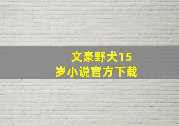 文豪野犬15岁小说官方下载