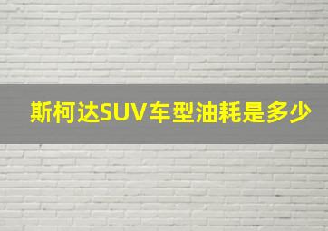 斯柯达SUV车型油耗是多少