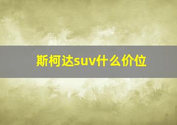 斯柯达suv什么价位