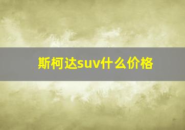 斯柯达suv什么价格