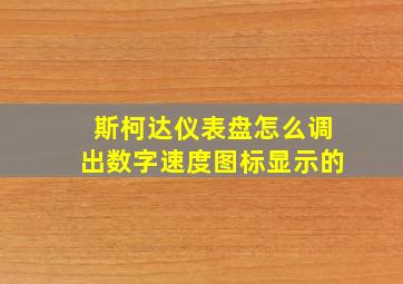 斯柯达仪表盘怎么调出数字速度图标显示的