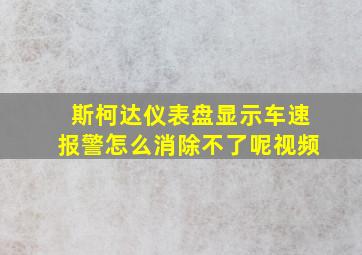 斯柯达仪表盘显示车速报警怎么消除不了呢视频