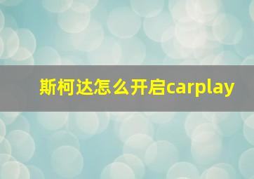 斯柯达怎么开启carplay