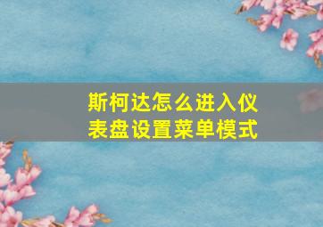 斯柯达怎么进入仪表盘设置菜单模式