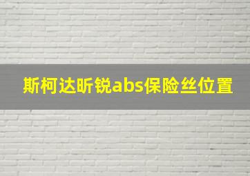 斯柯达昕锐abs保险丝位置