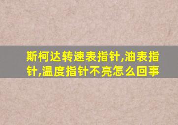 斯柯达转速表指针,油表指针,温度指针不亮怎么回事