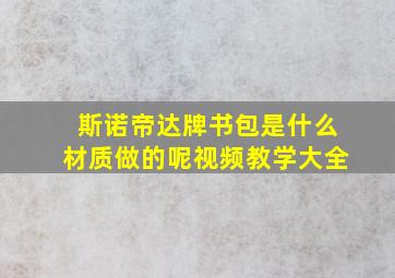 斯诺帝达牌书包是什么材质做的呢视频教学大全