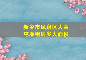 新乡市凤泉区大黄屯廉租房多大面积