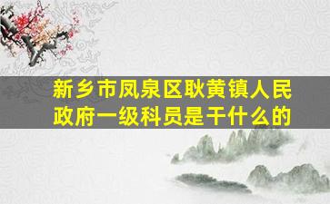 新乡市凤泉区耿黄镇人民政府一级科员是干什么的