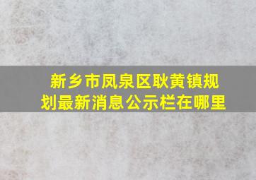 新乡市凤泉区耿黄镇规划最新消息公示栏在哪里