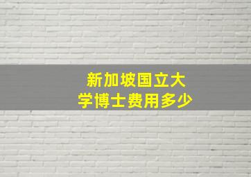 新加坡国立大学博士费用多少