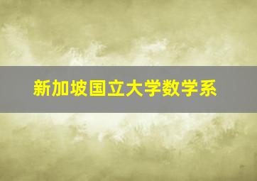 新加坡国立大学数学系