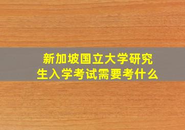 新加坡国立大学研究生入学考试需要考什么