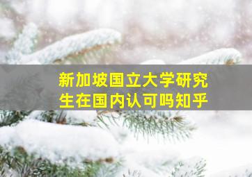 新加坡国立大学研究生在国内认可吗知乎