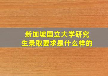 新加坡国立大学研究生录取要求是什么样的