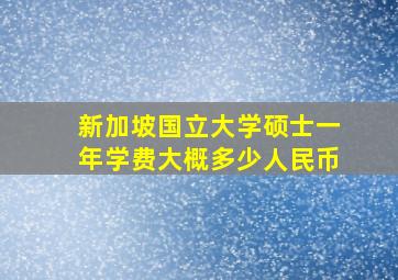 新加坡国立大学硕士一年学费大概多少人民币