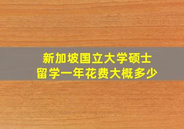 新加坡国立大学硕士留学一年花费大概多少