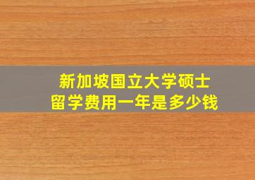 新加坡国立大学硕士留学费用一年是多少钱