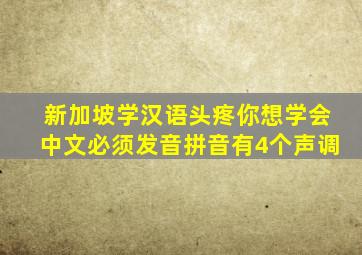 新加坡学汉语头疼你想学会中文必须发音拼音有4个声调