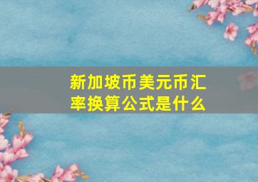 新加坡币美元币汇率换算公式是什么