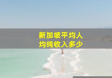 新加坡平均人均纯收入多少